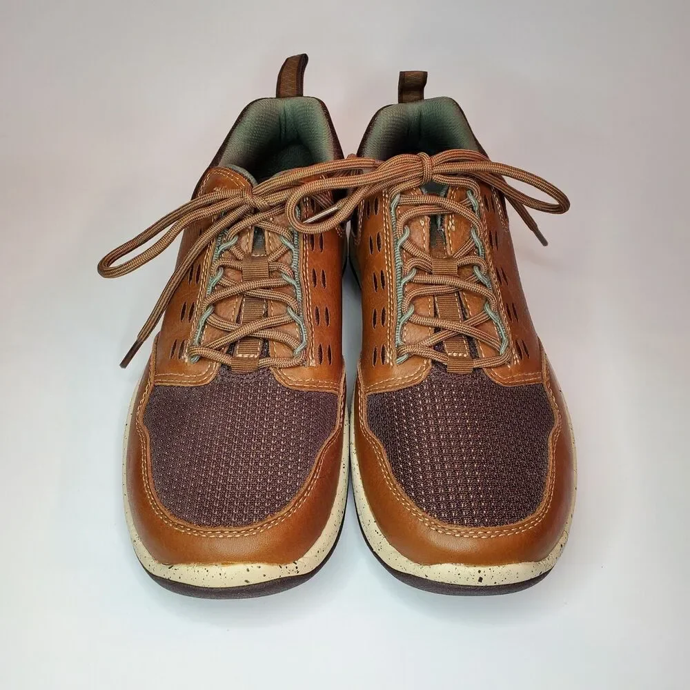 LL Bean Womens 9 M Brown Leather Mesh Trail Walking Shoes 503165 Speckled Midsol